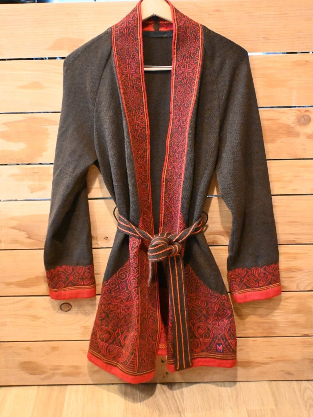 Rare Dale of Norway Bardshaug Open Front Viking Robe Wool Cardigan - LG
